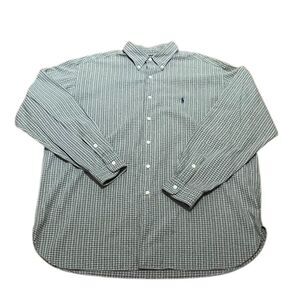 Ralph Lauren Men’s McMeel Green And Navy Checkered Long Sleeve Shirt, Size XL